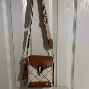 Brown and Cream Crossbody Bag